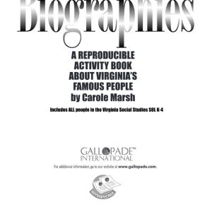 Virginia Social Studies Grades K-4  – A Reproducible Activity Book About Virginia’s Famous People by Gallopade – GAL003902