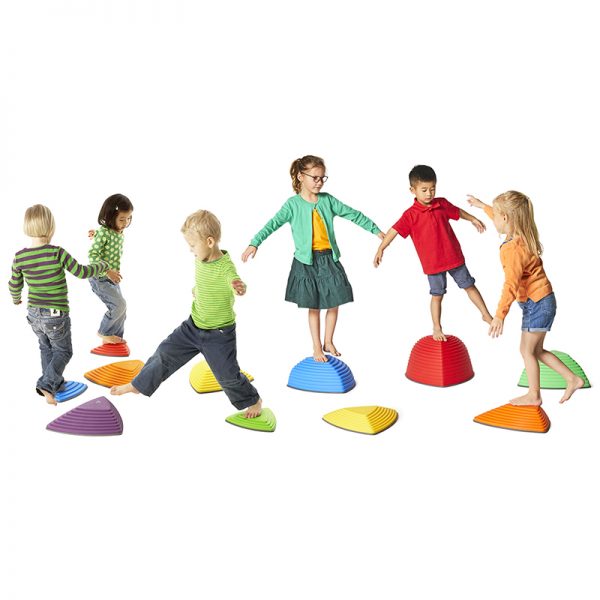 GONGE River Stones & Hilltops Combo Set - The Original Non-Slip Stepping Stones for Kids - Balance, Coordination, Motor Skills - Primary Colors - Set of 11
