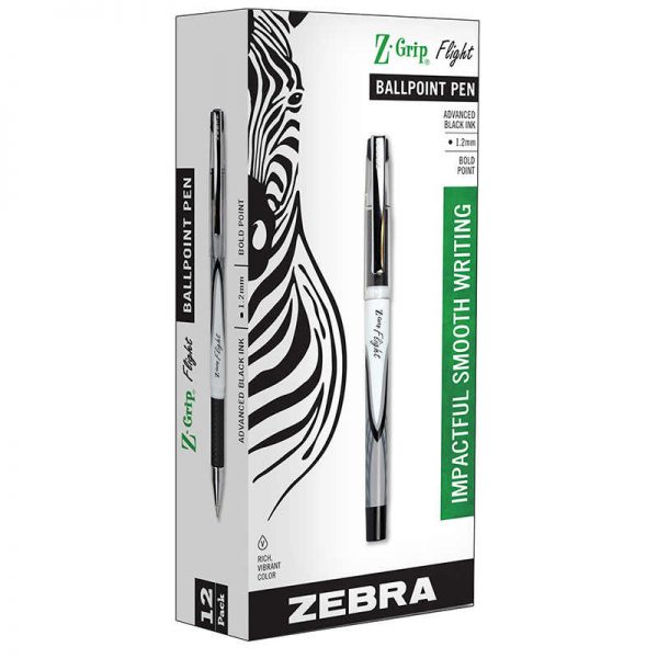 Zebra Pen Z-Grip® Flight Stick Pens, Black, Dozen