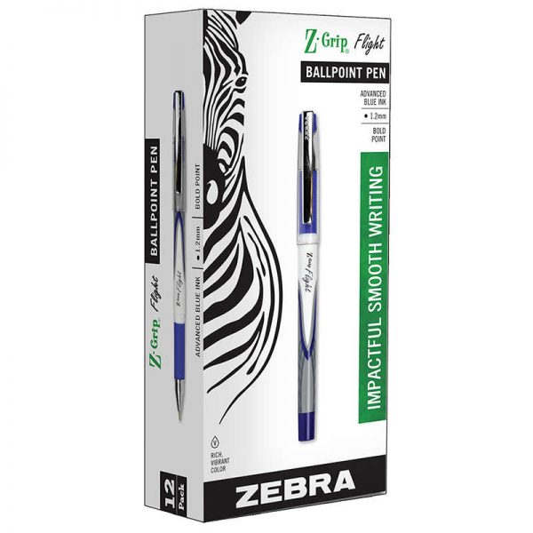 Zebra Pen Z-Grip® Flight Stick Pens, Blue, Dozen