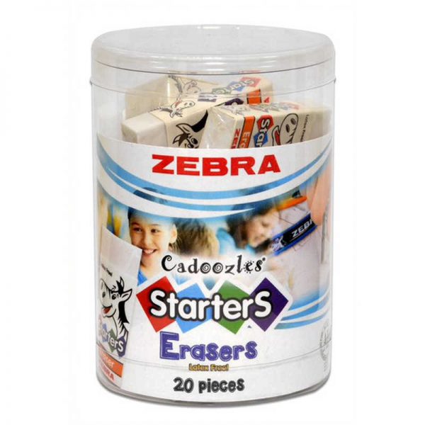 Zebra Pen Starters Block Erasers, 20-Piece Cup