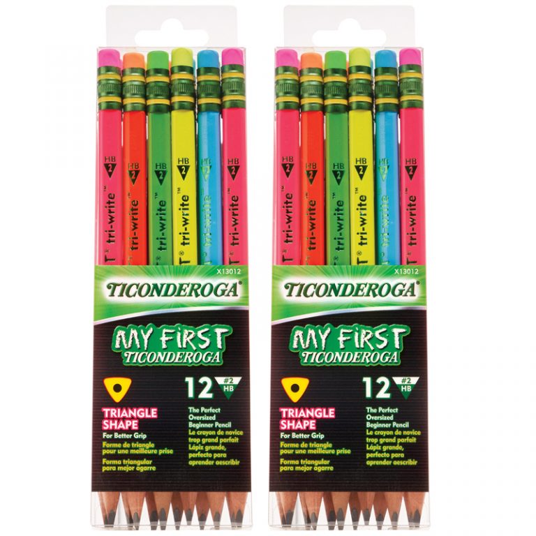 Ticonderoga® My First® Tri-Write™ Wood-Cased Pencils, Neon Assorted, 12 Per Pack, 2 Packs